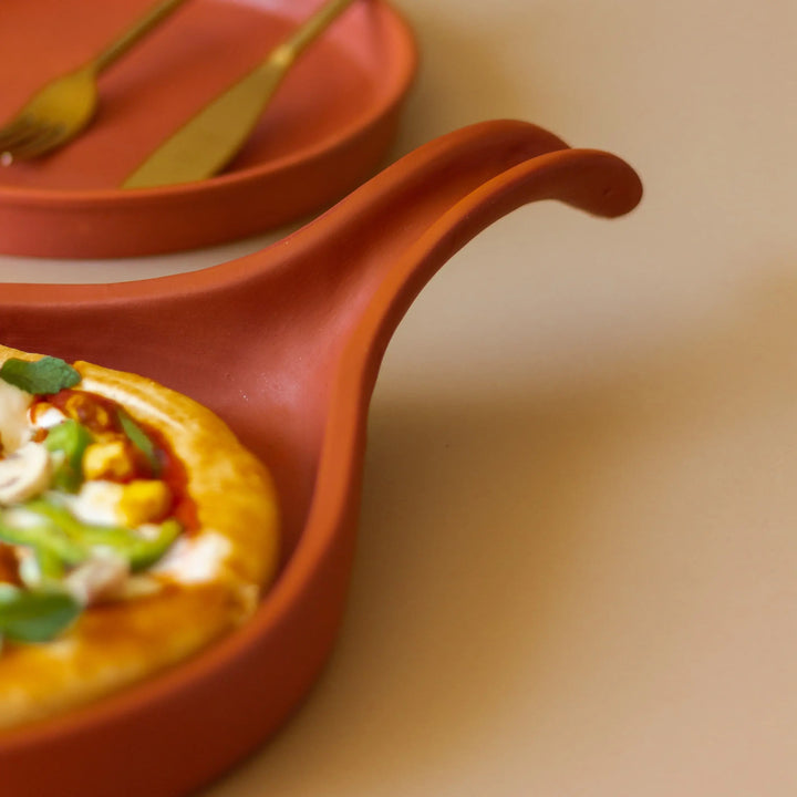 Terracotta Pizza Pan And Serving Plate Set Amalfiee Ceramics