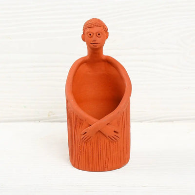 Terracotta Sculpted Pen Stand Amalfiee_Ceramics