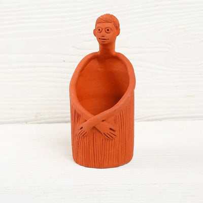 Terracotta Sculpted Pen Stand Amalfiee_Ceramics