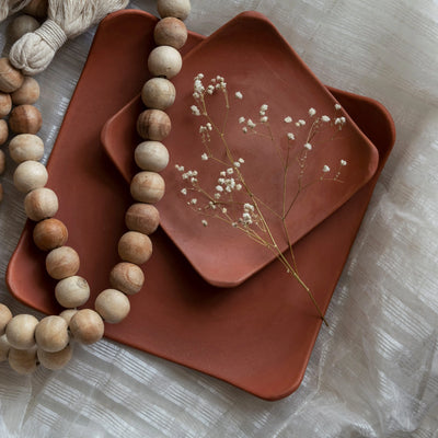 Terracotta Square Platter set of 2 Amalfiee Ceramics