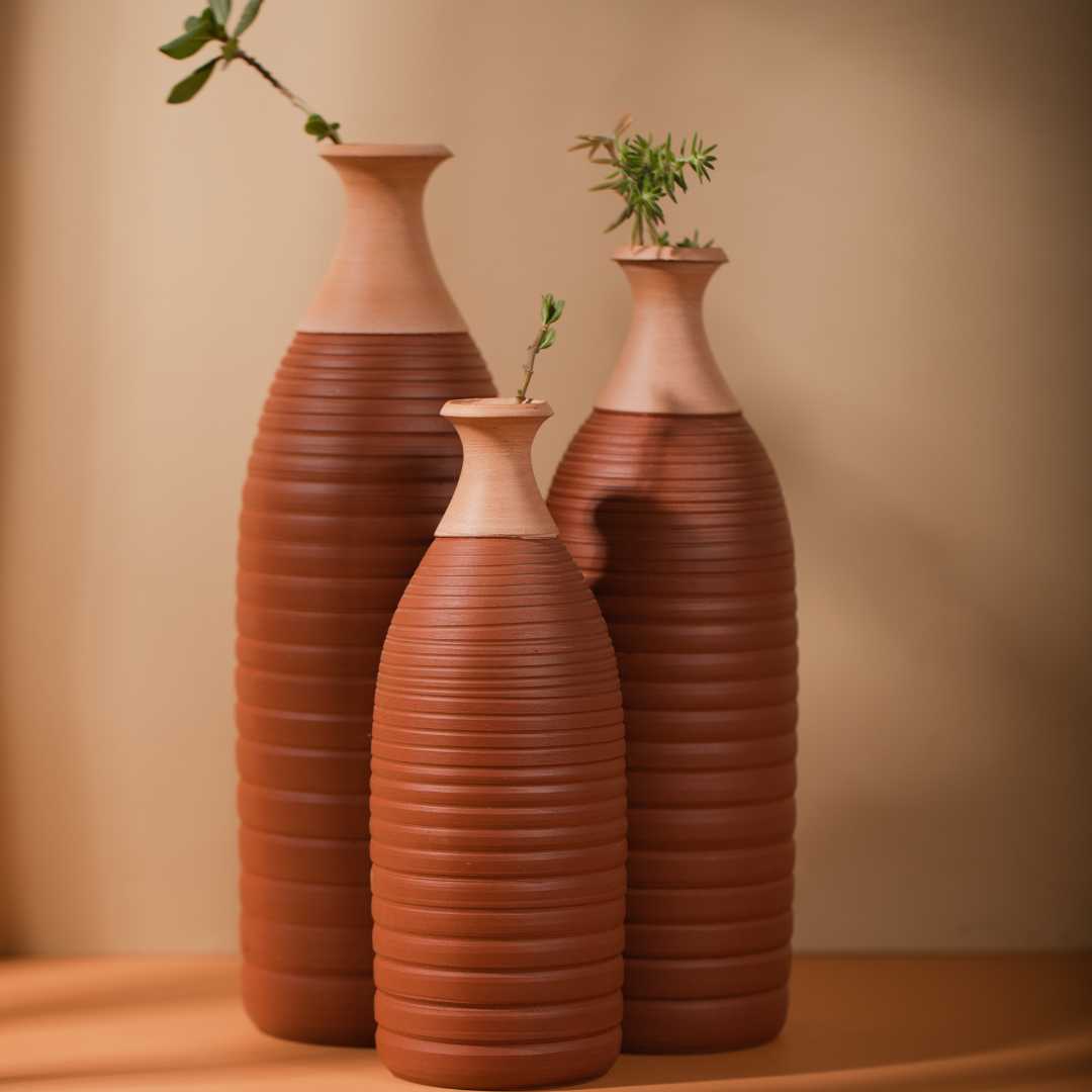 Terracotta Vases Set of 3 Amalfiee Ceramics