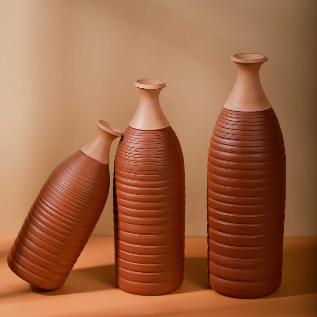 Terracotta Vases Set of 3 Amalfiee Ceramics