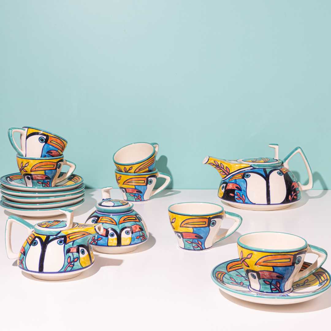 Tropical Bay 15pc Ceramic Tea Set Amalfiee Ceramics