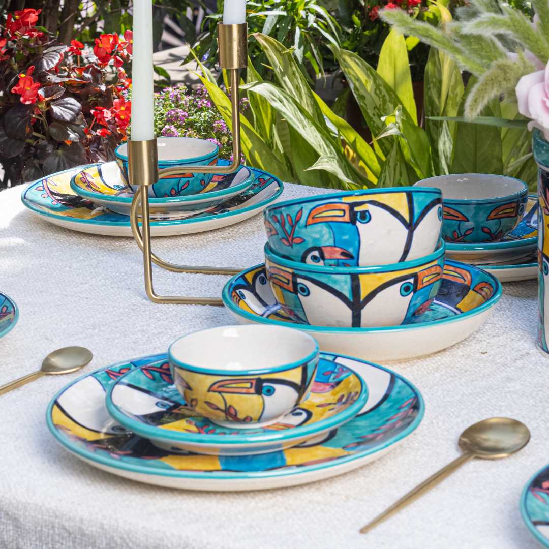 Tropical Bay 8pc Ceramic Dinner Set for 4 Amalfiee Ceramics