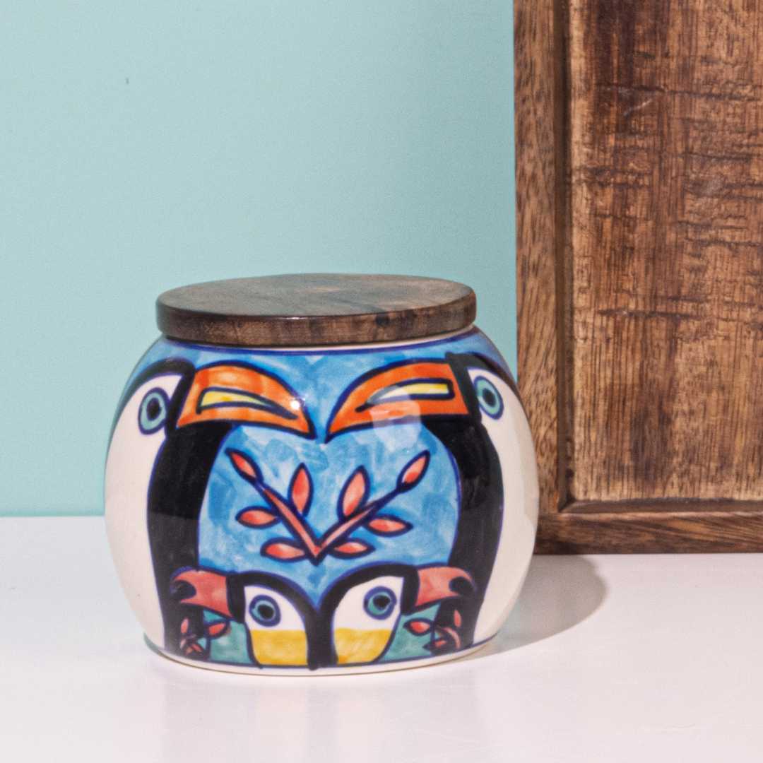 Tropical Bay Wooden Ceramic Tray and Circular Jar Set Amalfiee Ceramics