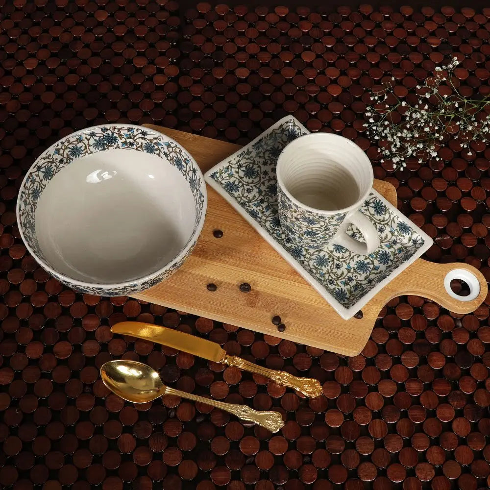 Turkish Blue Ceramic Coffee Snack Set of 3 Amalfiee_Ceramics