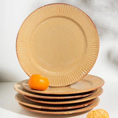 Utkarisht Ceramic Dinner Plates with Golden Rimmed Edges Set of 2 Amalfiee_Ceramics