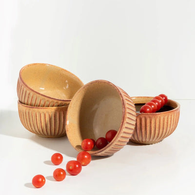 Utkarisht Ceramic Soup Bowl with Golden Rimmed Edges (Set of 4) Amalfiee_Ceramics