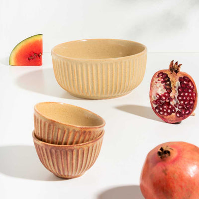 Utkarisht Gold Rimmed Absolute Ceramic Bowl set of 3pcs Amalfiee_Ceramics