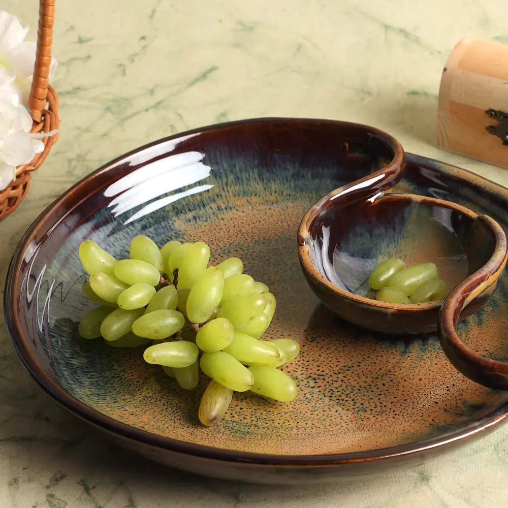 Vriksh Ceramic Chip &amp; Dip Platter Amalfiee_Ceramics
