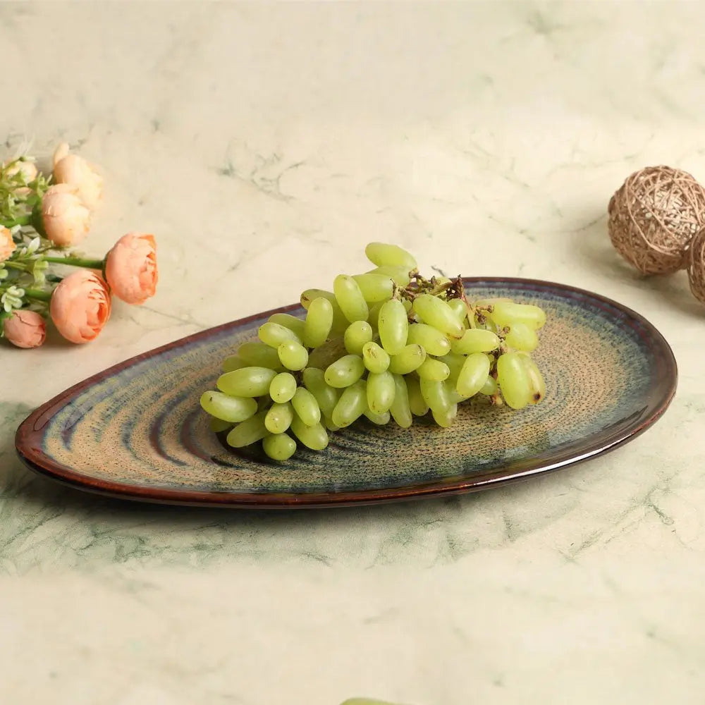 Vriksh Ceramic Oval Platter Amalfiee_Ceramics