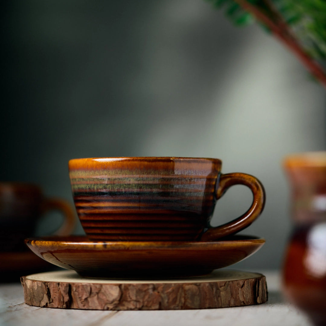 Vriksh Ceramic Tea Cup and Saucer Set of 4 Amalfiee_Ceramics
