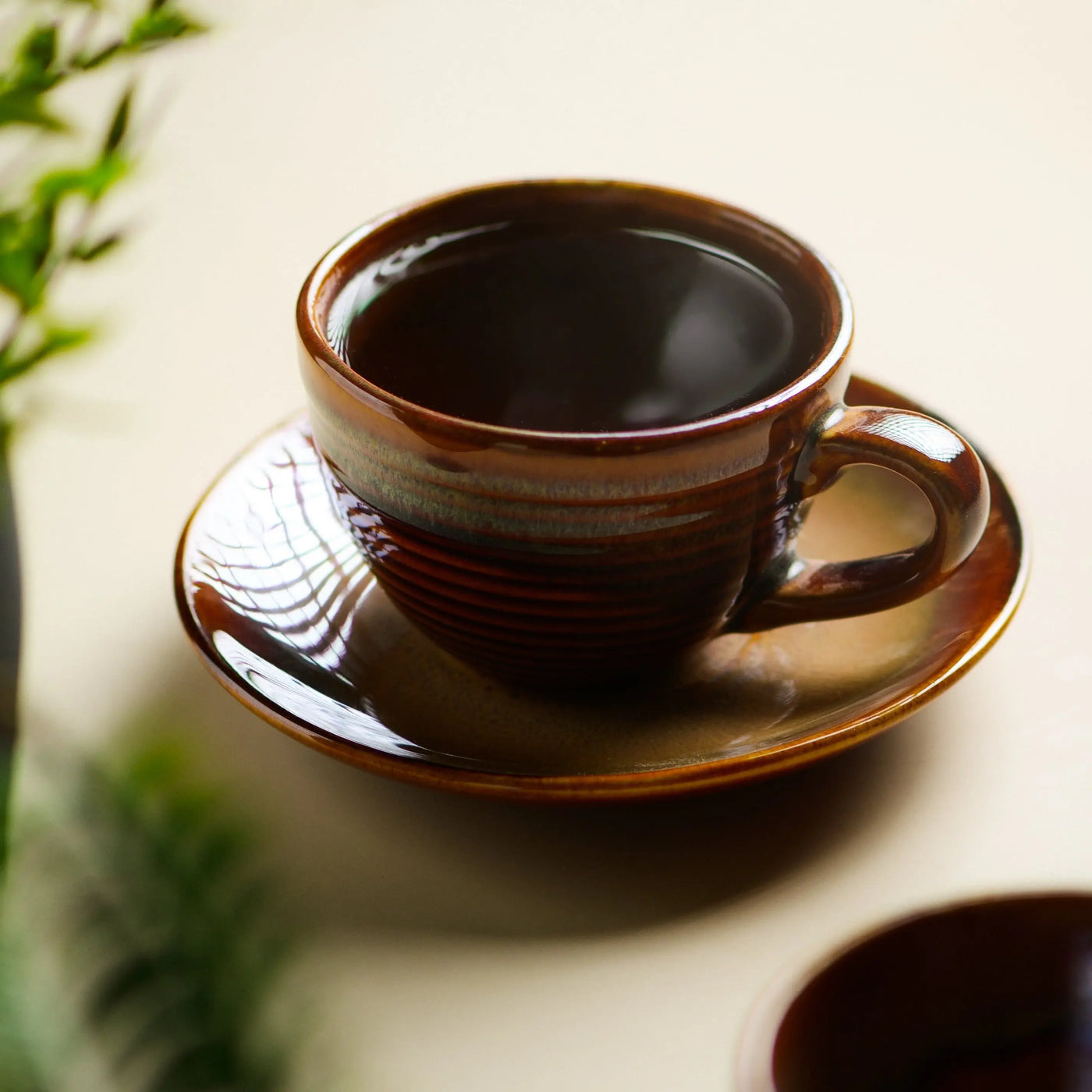 Vriksh Ceramic Tea Cup and Saucer Set of 4 Amalfiee_Ceramics